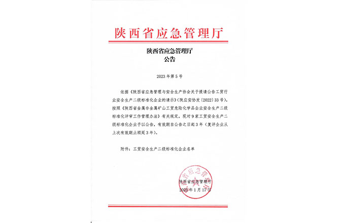 陜西省應(yīng)急管理廳公告